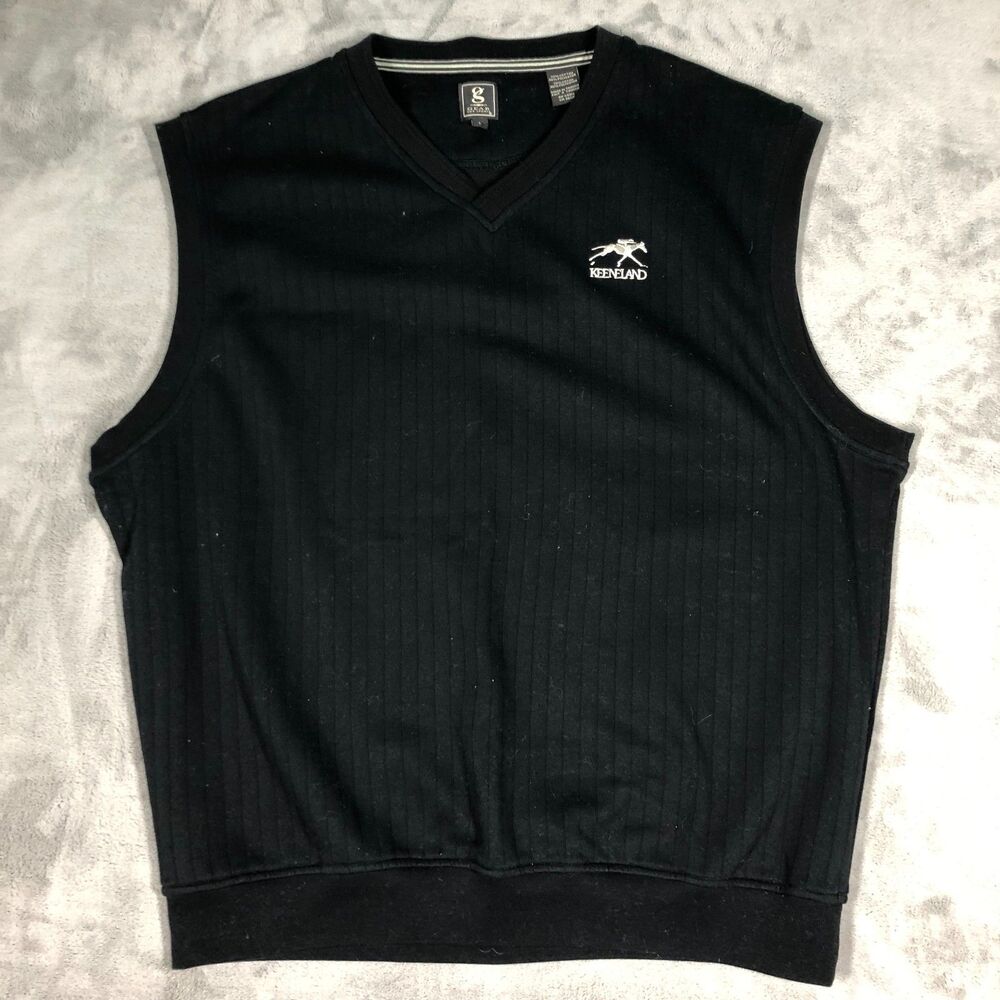 Keeneland Sweater Vest Mens Black Size Large Gear For Sports Horse Racing Logo